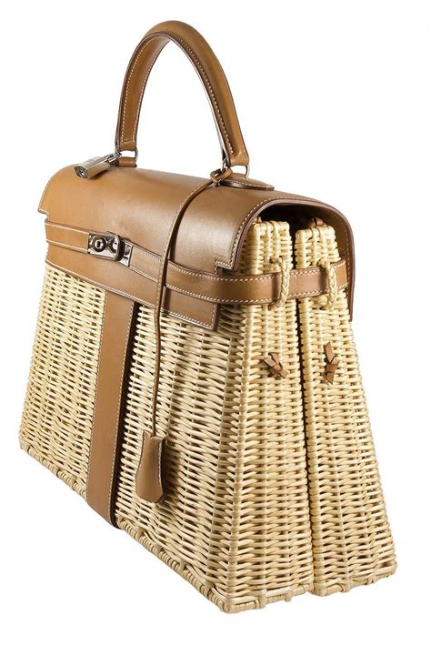 hermes straw kelly picnic bag.